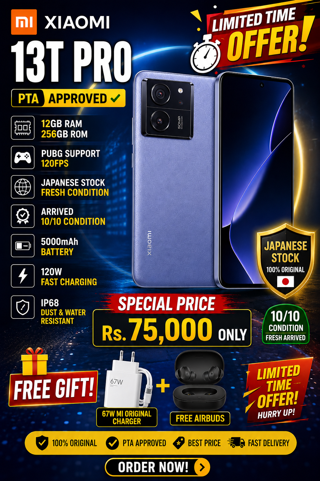 Xiaomi 13T Pro – 12GB RAM / 256GB (PTA Approved – Non-Official)